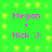 Green background with yellow pixelated squares and pink text reading "Megan + Nick J." in two identical vertical pairs.