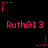 Pixelated pink text and star-shaped icons on a black background, with repeated patterns of 'RuthG13' and dotted-star animations.