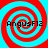 Four identical red and cyan spiral patterns arranged in a with black text reading 'AngusF12' overlaid on each spiral