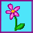 Pixel art of nine showing a pink flower and text variations on blue/pink backgrounds