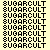 Static pixel art icon with repeated text "SUGARCULT" in black block letters on a light yellow background, featuring an 8-bit style and visible dithering patterns.