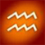 Static pixelated icon showing two white wavy lines on an orange-red gradient background, resembling the Aquarius zodiac symbol.