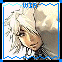 Animated avatar of a character with white hair and dark clothing against a cloudy background, showing subtle facial expression changes.