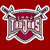 Pixelated icon with red background, gray ornate frame, and maroon heart shape containing stylized text.