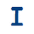 Blue 'I' and heart symbol above a pixelated deer in water, all on white background with gray section.