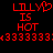 Red pixelated text on black background reads 'LILLY IS HOT' with a heart symbol above the left 'LILLY', and repeated '3's below.