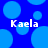 Blue background with light blue circles and white text reading 'Kaela' in two positions.
