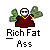 Pixelated character with white face, black sunglasses, yellow chain, red robe, and green leafy props holding money stacks.