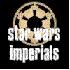 Star Wars Imperial symbol with 'star wars imperials' text on black background; stormtrooper holding blaster with 'stormtrooper.org' text on dark blue background.