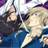 Static 48x48 pixel buddy icon showing two anime-style characters in close proximity with one character holding a microphone, rendered in blue and purple tones on a transparent background.