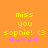 Yellow text reads 'miss you sophie! <3' with pink hearts below on an orange background, two identical frames side-by-side.