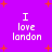 Purple background with red plus signs and white text reading "I love londan" in four identical quadrants.