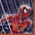Animated Spider-Man icon with red and blue costume, white eyes, and webbing background, transitioning to a golden circular frame with multiple Spider-Man faces.