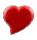 Red heart-shaped icon in various 3D poses and angles against gray background.