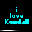 Cyan text on black background reads "i love Kendall" with a horizontal white gradient bar below the text in two