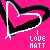 nine pixelated heart icons on a bright pink background, each with 'I LOVE MATT' text below and varying small symbols above the text