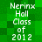 Green pixelated background with white text reading "Nerinx Hall Class of 2012" repeated in four identical vertical sections.