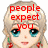 Pixelated anime-style character with blonde hair and blue eyes, red text overlays across the image, static pose with no visible motion.