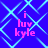 Blue background with light blue diamond pattern and pink text reading 'i luv kyle' in four identical quadrants