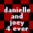 Red and black checkered background with white text reading "danielle and joey 4 ever" in four identical repeated sections.