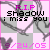 Pixelated icon with pink border, gray checkered background, and text reading 'R.I.P shadow i miss you' in purple and black fonts.