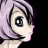 Pixelated anime-style character head with lavender hair and large eyes, shown in four background color variations.