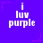 Purple background with white pixelated text 'i luv purple' repeated six times in a , surrounded by pink star and dotted line decorations