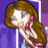 A pixelated cartoon-style buddy icon featuring a female character with long brown hair and pink earrings against a purple background, paired with green text reading "Original Icons .com" on a dark green backdrop.