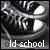 Black-and-white animated shoe icon with text "old school" changing across frames, showing pixelated variations of the word and a static shoe image.