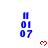 Blue digital clock text and red pixel hearts on white background with gray corner overlay.