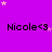 Purple background with repeated 'Nicole<3' text and pink star animations in a