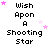 Pixelated text 'Wish Upon A Shooting Star' with pink stars scattered across a white background, animated by star movement.