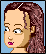 Pixel-art angel avatar with brown hair, pink lips, and white strapless top; halo appears/disappears above head across frames.