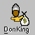 Pixelated character with brown skin and gray cap holds a white money bag with green dollar sign, standing above 'Don King' text on gray background.