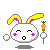 Pixelated bunny head with yellow-pink ears, pink cheeks, and carrot prop in six variations showing mouth and eye changes.