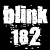 A 50x50 pixel animated contact sheet showing two frames of a Blink-182 logo animation with inverted color schemes, displayed side-by-side on a gray background.