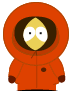 Two side-by-side pixel art images of a character in an orange hooded coat with brown accents, showing different eye expressions.