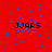 Red background with scattered blue pixels and repeated black text 'JJARS' in a pattern