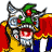 Animated pixel art of a silver dragon head with red eyes and green accents, wearing a yellow-and-red robe against a white background.