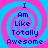 Four identical display blue text "I Am Like Totally Awesome" over pink and blue spiral backgrounds
