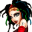 A pixelated cartoon-style buddy icon featuring a woman with dreadlocks and visible tattoos, alongside green text reading "Original Icons .com" on a dark background.