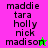 A static image displays a of names on two colored backgrounds with small star icons