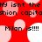 Red background with pink and white circular shapes and repeated black text reading "NY isnt the shion capit" and "Milan is!!!!" in pixelated font.