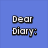 Blue background with pixelated text arranged in a , displaying diary entry fragments and names