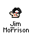 Animated contact sheet of 14 frames showing a pixelated Jim Morrison icon with varying visual effects and background elements.
