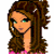 Pixelated cartoon character with brown hair and pink crop top in a contact sheet showing partial body views across frames.