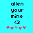 Pixelated text and symbols on cyan background with animated heart sequence.
