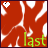 Animated contact sheet of a 48x48 pixel buddy icon showing red background with white abstract shapes, heart symbols in corners, and changing text colors across six frames.