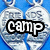 A static image of four silver heart-shaped pendants on a blue background with overlaid text reading 'camp', 'leslie', '2008', and '<3'.