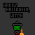 Pixel art witch icon with green face, black hat, and orange broom on dark background; text 'HAPPY HALLOWEEN, WITCH' in yellow/orange pixel font.
